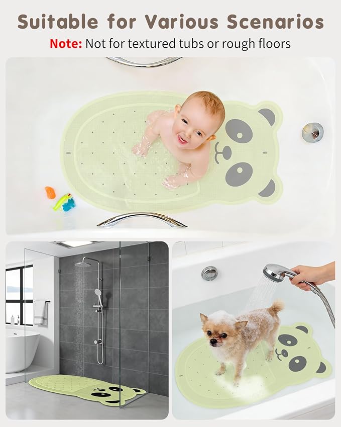 Safe Bath Solution, Bathtub Mat Non Slip for Babies, Toddlers, Kids & Pets, Natural Rubber BPA-Free Low Odor Safer Than PVC, Machine Washable, Suitable for Bathroom, Garden, and Hotel Tubs, Green