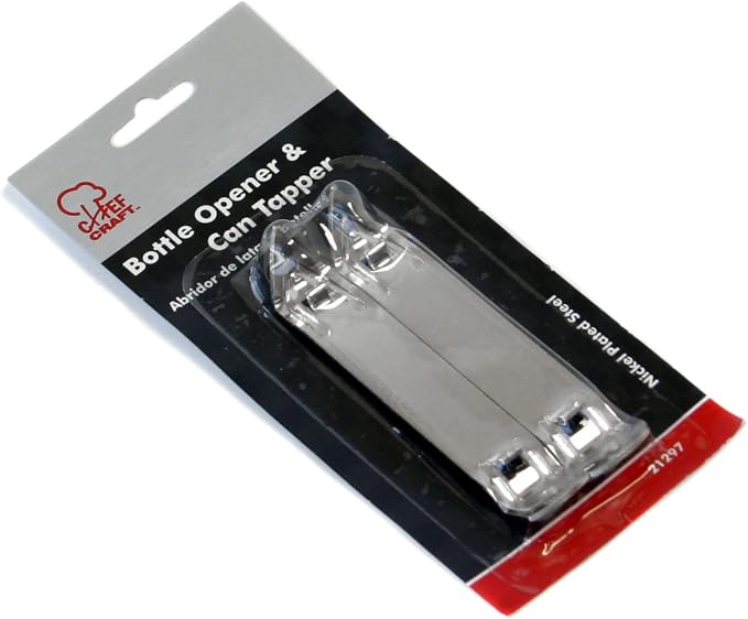 Chef Craft Select Durable Plated Iron Bottle Opener, 4.5 inches in length 2 piece set, Gray