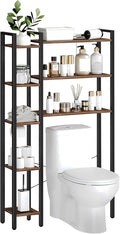 HOOBRO Over The Toilet Storage, 8-Tier Bathroom Organizer Over Toilet Shelf, Storage Rack Above Toilet Stand, Freestanding Space Saver, Toilet Paper Holder, Rustic Brown and Black BF86TS01