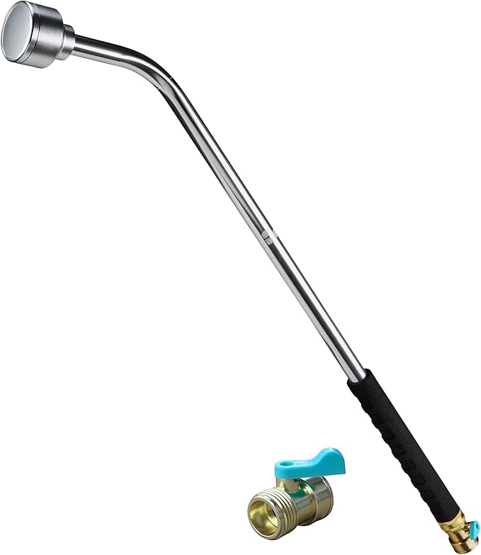 30 Inch Soft Rain Watering Wand 600003, Gentle Shower Spray, Heavy Duty Lightweight Metal Build, Comfort Grip, Flow Control Shut Off Valve, for Plants, Yards, Cars & Pets, by New England Garden Tools