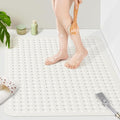 Yolife Extra Large TPE Shower Mat, 47.2" L x 31.5" W Anti Slip Bath Mat with Drain Holes and Suction Cups, Large Size Mat More Suitable for Shower Stall, No Odor, Heavy Mat (White, 47.2" x 31.5")