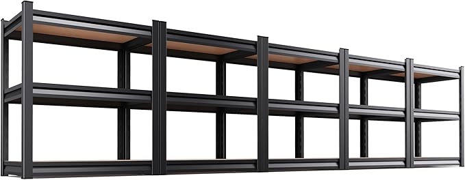 5-Pack 3-Tier Heavy Duty Garage Shelving Set for Home Storage & Organization, Adjustable Metal Utility Rack for Garage, Pantry, Kitchen, Closet & Household Essentials, 33.5"H x 35.4"W x 15.7"D