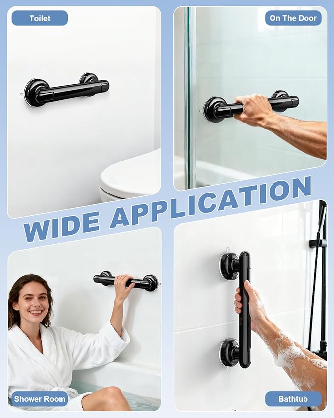 JOTPE 1-Pack Grab Bars for Bathtubs and Showers, No Drilling & Removable Shower Grab Bar Easy to Install, Heavy Duty Suction Grab Bars for Shower, Safety Shower Handle for Balance (11 inch)