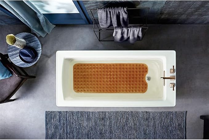 Tree Bud Bathtub Mats for Shower Tub Non-Slip Bath Mat 39 x 16 Inch Extra Long Shower Mat, Bath Tub Mat for Bathroom with Machine Washable, BPA Free for Kids (Clear Brown)