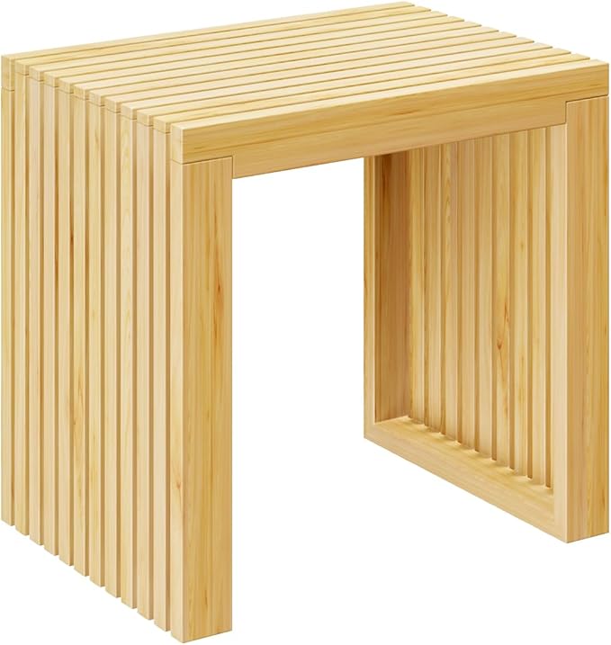 Bamboo Dining Bench, 18-inch Sleek Design Entryway Shoe Rack Bench, Indoor Kitchen Table Bench, Waterproof Outdoor Bench, Natural