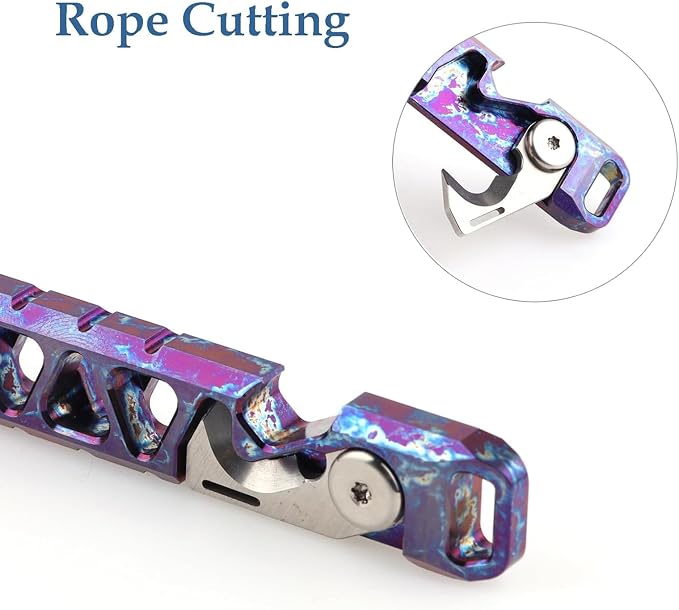 Hamans Pry Bar Titanium Prybar Bottle Opener 4.37" 7-in-1 Multi-Function Tool with Rope Cutter, Bottle Opener, Can Opener, Nail Puller, Box Opener, Lanyard Hole (Multicolor)