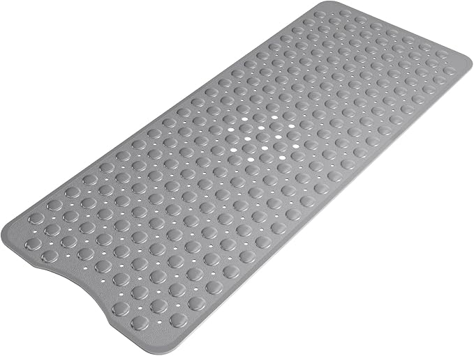 AmazerBath Shower Mat Non Slip 40 x 16 Inches, Shower Stall Mats with Suction Cups and Drain Holes, Non Slip Bath Mat for Tub for Elderly & Kids, Grey