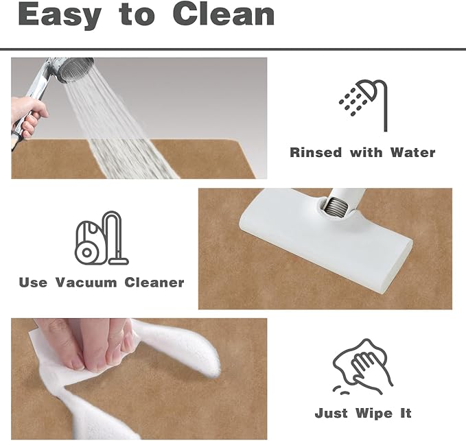 TYUU Bathroom Mat Quick Dry, Bathroom Rugs Non Slip Washable Thin Absorbent Bath Mat Fits Under Door Bathroom Floor Mat Perfect for Bath, Shower, or Sink 16"x24" Camel