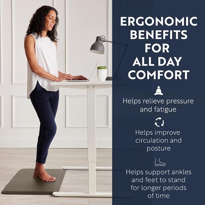 KANGAROO Anti Fatigue Mats for Kitchen Floor, 39x20, Reduce Foot, Knee, Back Pressure, 3/4 Inch Thick Cushioned Ergonomic Mat, Waterproof Comfort Rug for Under Sinks, Standing Desk, Stores, Cappuccino