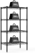 DUMOS 4-Tier Metal Wire Storage Shelves, Adjustable Standing Storage Rack Shelf, Heavy Duty Steel Shelving Unit Organizers for Kitchen Bathroom Pantry Garage, 23.3" Wx13.4 Dx47 H, Black