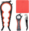 Otstar Jar Opener for Weak Hands，5 in 1 Bottle Opener for Seniors with Arthritis - Multifunctional Lid Remover Set, Includes Non-slip Rubber Jar Gripper Pad, Wine Opener (Black and Red)