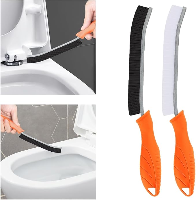 TQRR Toilet Brush, 2 Pcs Bathroom Cleaning Brush, Toilet Scrubber, Deep Toilet Bowl Brush with Hanging Hole, Multifunctional Gap Cleaning Brush, Bristles for Kitchen Sinks, Tub,Shower (2, Orange)