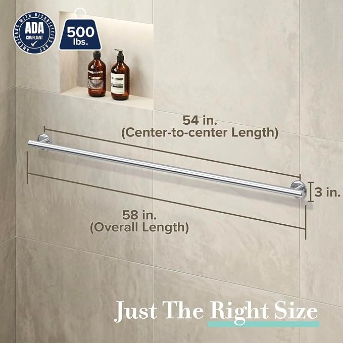 Gatco 858A Latitude II Grab Bar, 54", Chrome