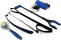 Hip Kit for Total Hip Replacement Prime Kit, Shoe Horn, Foldable 32" Grabber Tool, Dressing Stick & Sock Aide, Leg Lifter, Long Bath Sponge, Grabbers Elderly Reaching Tool, 6PC-Kit, Blue, by Luxet