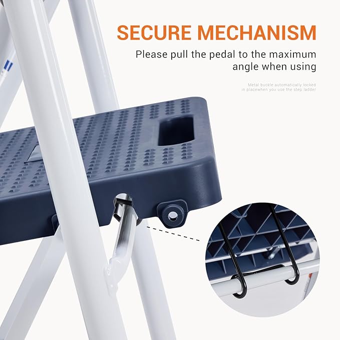 Sweetcrispy Folding 2 Step Ladder Stool - Lightweight, 800lbs Sturdy, with Anti-Slip Feet - Perfect for Home, Kitchen, and Office Use, Easy Storage and Portable Design, Blue