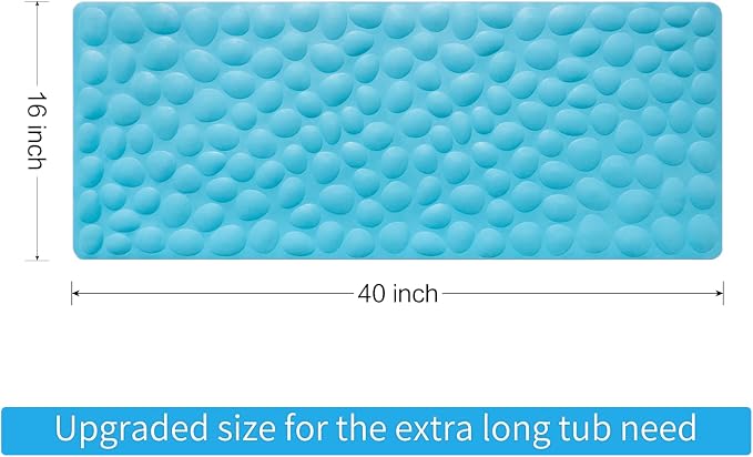 Non-Slip Bathtub Mat OTHWAY Soft Rubber Bathroom Bathmat with Strong Suction Cups (Blue)