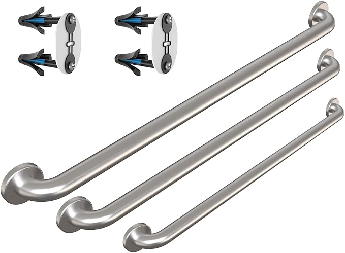 Commercial Grab Bar Bundle for Commercial and Residential Restrooms - 1.5" Diameter - 18", 36", 42" - ADA Compliance - Includes WingIts Grab Bar Fasteners