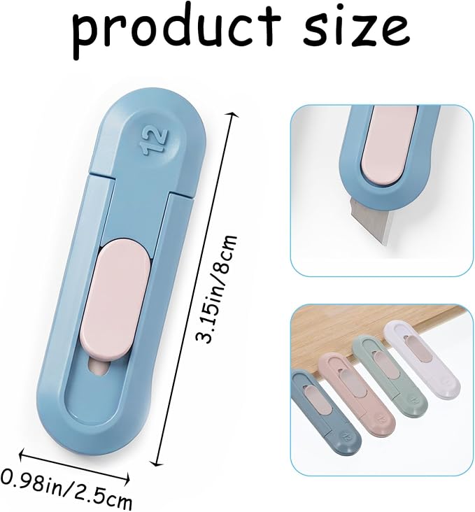 8 PCS Box Cutter, Box Opener Retractable Package Opener, Mini Retractable Envelope Openers Boxes Cutter Cute Easy Slide for Opening Express Boxes Daily Packages Envelopes Paper Tapes and More