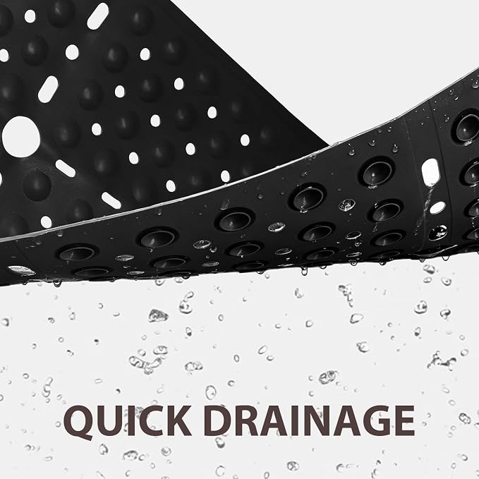 ZOESOE Square Shower Mat Non Slip: 27 x 27 Inches Large Shower Mats for Inside Shower, Soft TPE Shower Floor Mat with Suction Cups and Drain Holes, Machine Washable