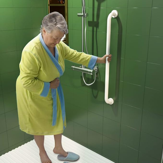 32 Inch Anti Slip Shower Grab Bar Oil Rubbed White 1.25" Diameter, Munzong Bathroom Grab Bar, Knurled Bathroom Balance Bar,Safety Hand Rail Support Handicap Elderly Senior Assist Bath Handle