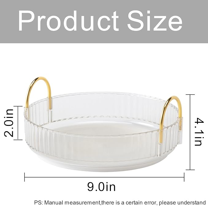 INVSSENE 360° Rotating Makeup Organizer, Bathroom Make Up Spinning Holder Rack, Large Capacity Cosmetics Storage Vanity Shelf Countertop, Fits Cosmetics, Perfume, Skincare, Lipsticks(1 Tier, Clear)