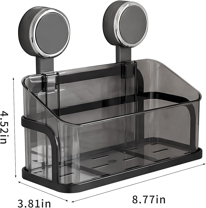 Shower Caddy Suction Cup, Removable Bathroom Organizer Shelf for Shower Storage, No Drilling Clear Square Shower Shelves, Large Capacity & Reusable, 1 pack