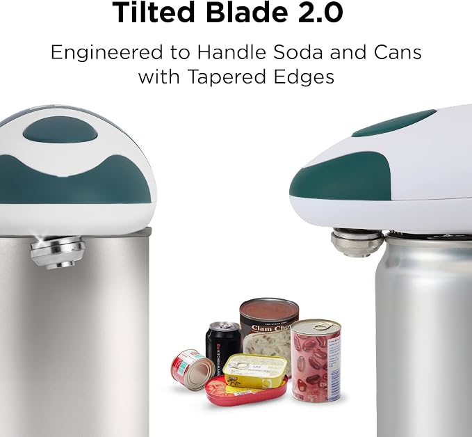 Kitchen Mama Auto 2.0 Electric Can Opener: Blade Opens Almost Any Can Pop or Soda Can - Automatic, Hands Free, Safe, Smooth Edge, Lid Remover, Battery Operated, Cordless, YES YOU CAN (Emerald Mist)