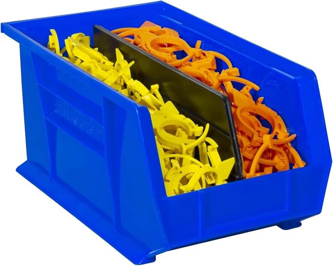 Akro-Mils 30240 AkroBins Plastic Storage Bins, Space-Saving Stackable Bins for Garage, Pantry, Craft Organization, 15 x 8 x 7 inches, Blue, 12-Pack
