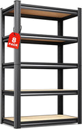 8-Pack Heavy Duty Metal Shelving Units, 71" H x 28" W x 12" D, 5-Tier Adjustable Steel Storage Racks for Garage, Warehouse, Industrial, and Home Organization, 1900 lbs Capacity