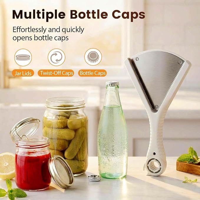 Adjustable Jar Opener Bottle Opener, 2026 Multifunctional Can Opener, Jar Opener for Weak Hand & Seniors with Arthritis, Manual Jar Lid Gripper Opener, Easy Twist Off (white,2pcs)