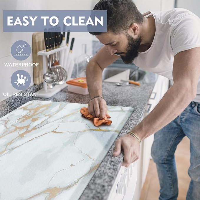 Anti Fatigue Kitchen Rugs and Mats 2 PCS,Comfort Cushion Mat Set,1/2 Thick Non Slip Kitchen Floor Rug Waterproof Cushioned Standing Mat for Floor Office Sink Laundry,(17.3"x29"+17.3"x47")