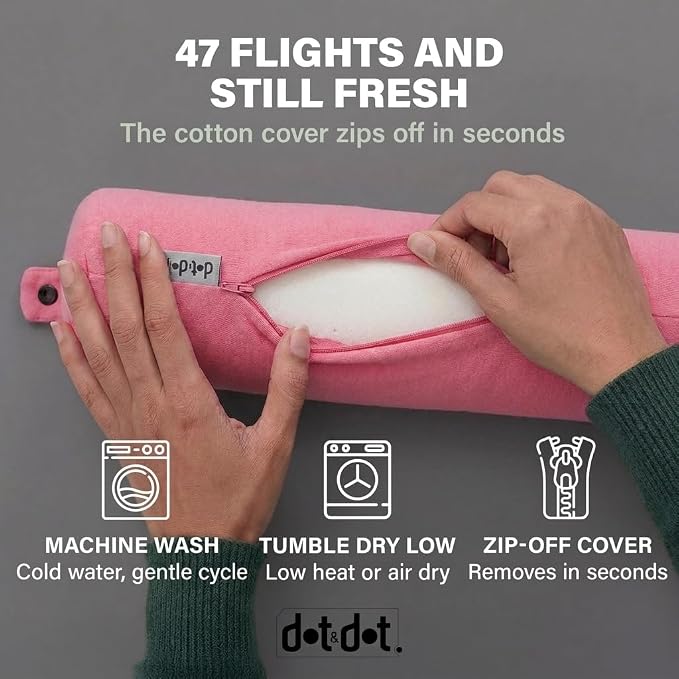 Dot&Dot Twist Memory Foam Travel Pillow for Airplanes - Neck Pillow for Sleeping - Airplane Pillow for Neck Support, Chin, Lumbar and Leg - Bendable Neck Roll Pillow Travel Essentials