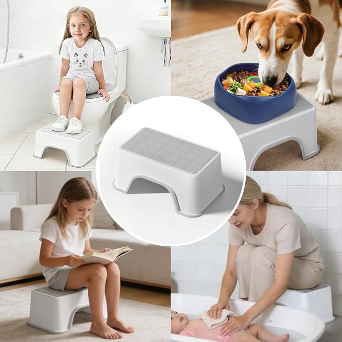 5 Inch Height Step Stool, 11.8" L x 7.5" W Toddler Step Stool, One Step Stools for Kids, Small Child Foot Stool for Bed, Bathroom, Toilet, Potty Training - Gray 11.8" L x 7.5" W x 5‘’H