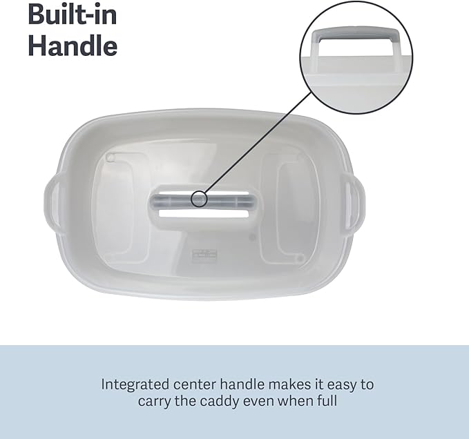 Casabella Plastic Multipurpose Cleaning Storage Caddy with Handle, 1.5-Gallon, Clear