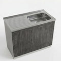 Tuhome Napoles Utility Sink Base Cabinet with Integrated Stainless Steel Countertop, Freestanding Cabinet with Double Doors, Interior Shelf for Laundry Room, Utility Room, Mudroom or Kitchen