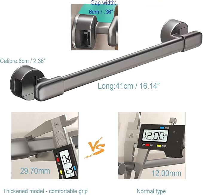 Suction Cup Grab Bar for Shower, Shower Grab Bars Suction，Easy-Grip Handles, Bathroom Safety Support, No-Drill Installation