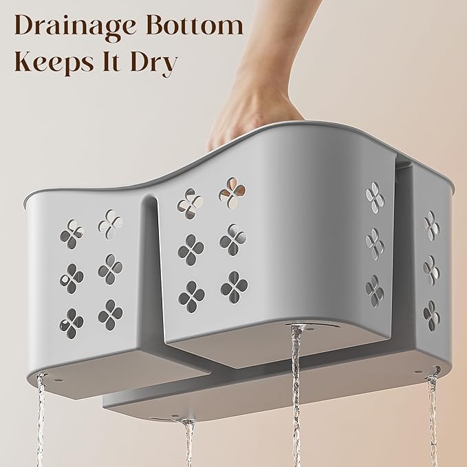 Portable Shower Caddy with Handle, Large Capacity Shower Basket Organizer, Quick-Drain Bathroom Storage Tote, Durable Plastic Shower Organizer for College Dorm, Beach, Gym, Travel Essentials, Grey