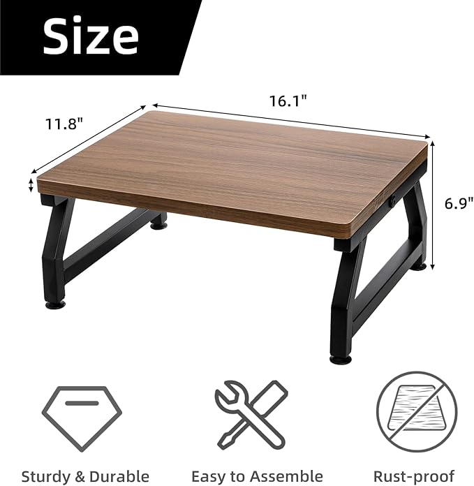 Wooden Step Stool for Adults Seniors, Heavy Duty Stools for High Bed with Adjustable Non-Slip Feet, One Step Foot Stool for Bedroom Living Room Bathroom Kitchen, Hold Up to 220 lb, Brown