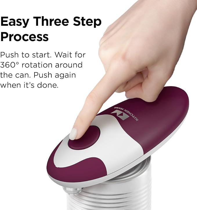 Kitchen Mama Auto 2.0 Electric Can Opener: Blade Opens Almost Any Can Pop or Soda Can - Automatic, Hands Free, Safe, Smooth Edge, Lid Remover, Battery Operated, Cordless, YES YOU CAN (Burgendy Mist)
