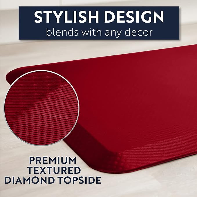 KANGAROO Anti Fatigue Mats for Kitchen Floor, Reduce Foot, Knee, Back Pressure, 3/4 Inch Thick Cushioned Ergonomic Mat, Waterproof Comfort Rug for Under Sinks, Standing Desk, Store Floors, 20x32, Red
