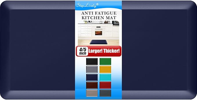 4/5 Inch Thick Kitchen Mat - Cushioned Anti Fatigue Mats for Kitchen Floor - Easy to Clean, Waterproof, Non-Slip Kitchen Rug for Sink, Office, Kitchen (20''x39'' Blue)