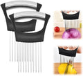 Onion Holder for Slicing, 2025 New Stainless Steel Onion Slice Holder Lemon Slicer Vegetable Cutter, Kitchen Gadgets Chopper Slicing Assistant Tool for Meat, Onion, Tomato, Potato (2 Pcs)