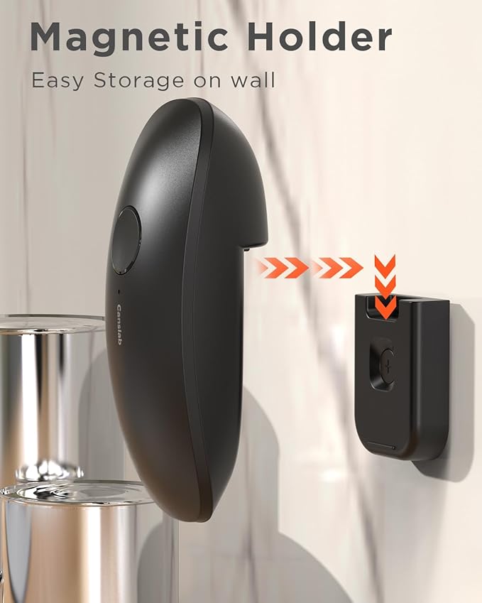 Canslab Ultrablade - USB Rechargeable Electric Can Openers for Senior with Arthritis- Automatic Kitchen Can Opener for Any Size Can, Smooth Edge, Small Handsfree One Touch Opener, Wall Mounted,White