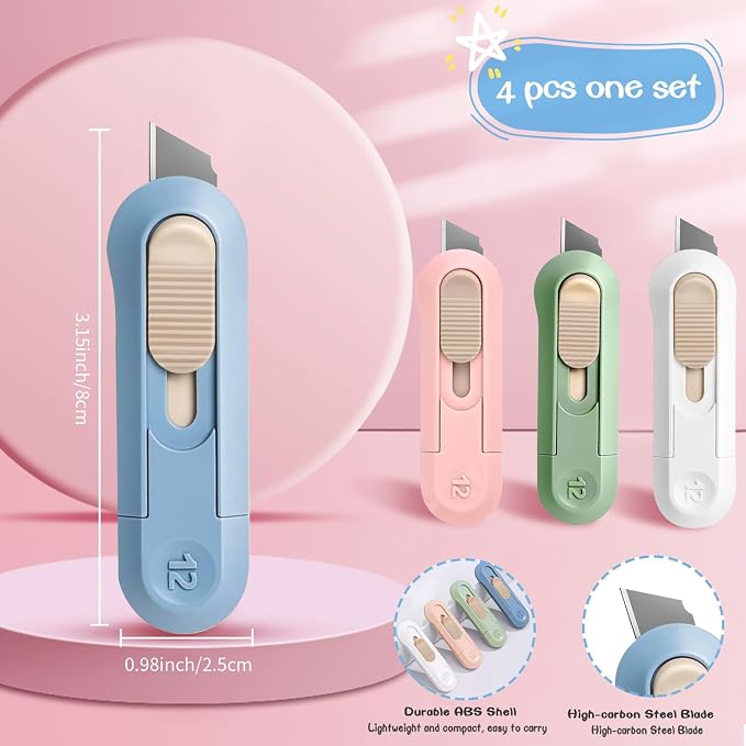 20 PSC Box Cutter,Retractable Box Opener, Package Opener, Easy Slide Retractable Cute Utility Knife For Opening Daily Express Boxes, Envelopes, Packages, Paper tapes and more (20 PSC Box Cutter)