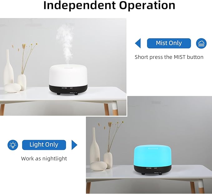SPLITSKY 300ML Essential Oil Diffuser, Electric Ultrasonic Aromatherapy Air Humidifier vaporiser, Aroma Diffuser with Remote Control 7 LED Light Colors Waterless Auto-Off.