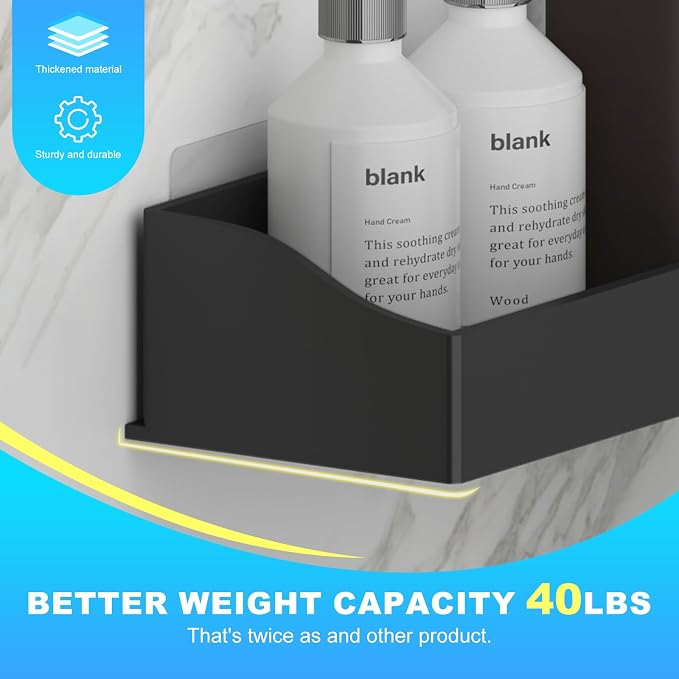 Acrylic Shower Organizer 3 Pack, Acrylic Adhesive Shelves Wall Mounted Bathroom Shower Caddy, No Drilling Required, Suitable for Shower and Kitchen Storage