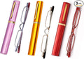 Viseng Slim Mini Metal Reading Glasses Compact Lightweight Portable Readers with Glasses Case for Reading Case,Gold+Purple+Red+3.0