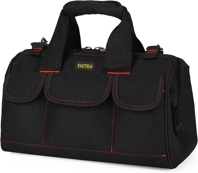 FASTECH 20-inch Heavy Duty Tools Bag with Wide Mouth for Tool Storage, Carrier and Organizer, Tote Bag for Men, Wide Mouth Tote Bag With Inside Pockets (20 Inch)