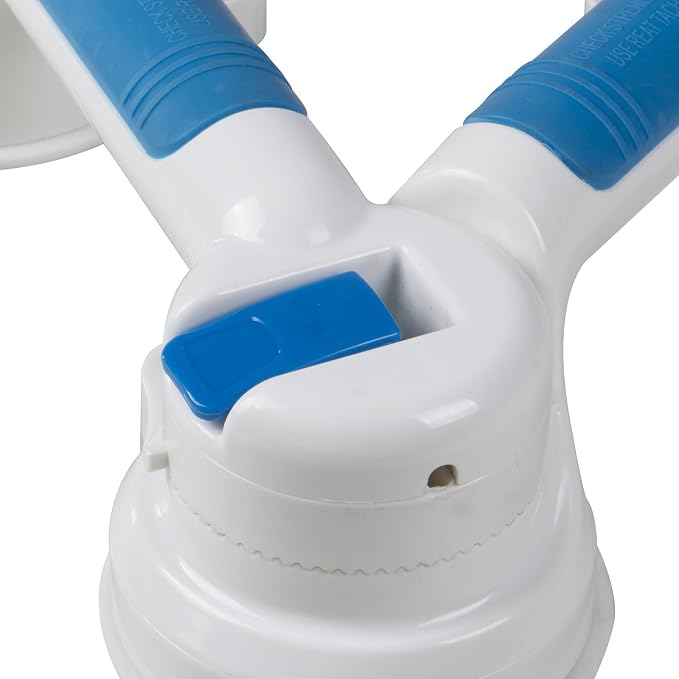 PCP Multi-Positional 180° Suction Grip Bathtub & Shower Handle with Color Lock Indicators, White, Blue/White