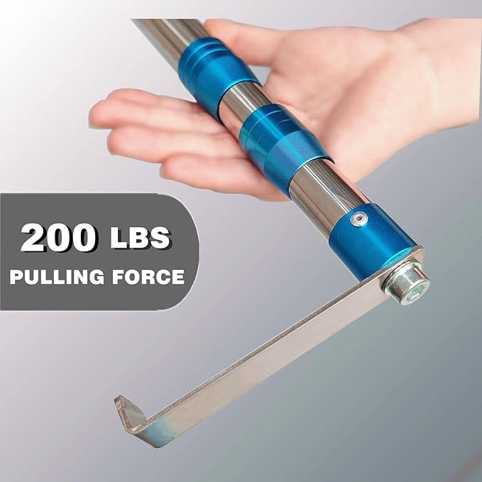 Cargo Grabber Reach Retriever Tool, 6.3 Ft Heavy Duty Truck Bed Accessories Telescoping Pull Pole with Hooks, Used for Pickup Truck, SUV, Trailers, RVs (Stainless Steel)
